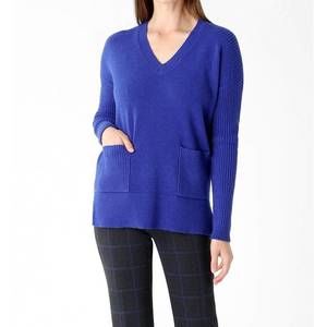 NEW LISETTE L andrea 2 pocket sweater in cobalt blue